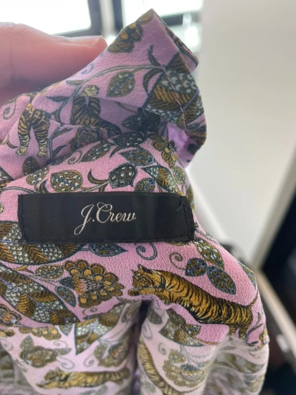J.Crew Lavender Silk Tiger Floral Print Blouse